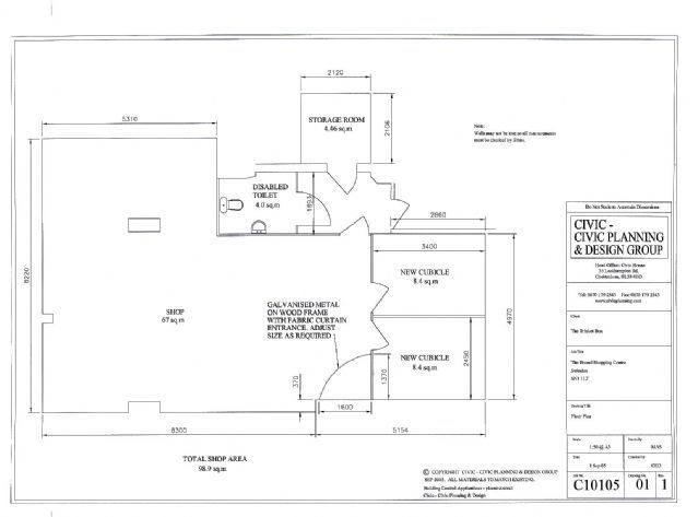Retail unit floor plan and fit-out drawing