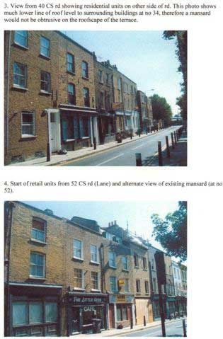 Existing roofline and retail frontage appraisal photos